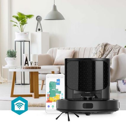 Älykäs robottipölynimuri mopilla SmartLife Wi-Fi Tuya musta + kauko-ohjaus