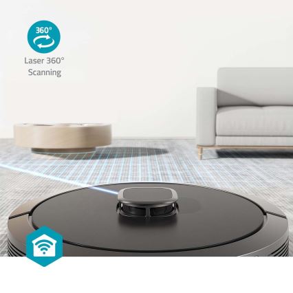 Älykäs robottipölynimuri mopilla SmartLife Wi-Fi Tuya musta + kauko-ohjaus