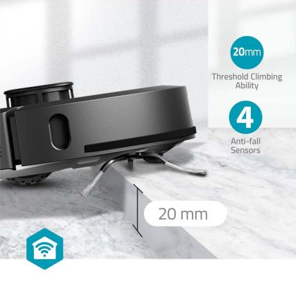 Älykäs robottipölynimuri mopilla SmartLife Wi-Fi Tuya musta + kauko-ohjaus