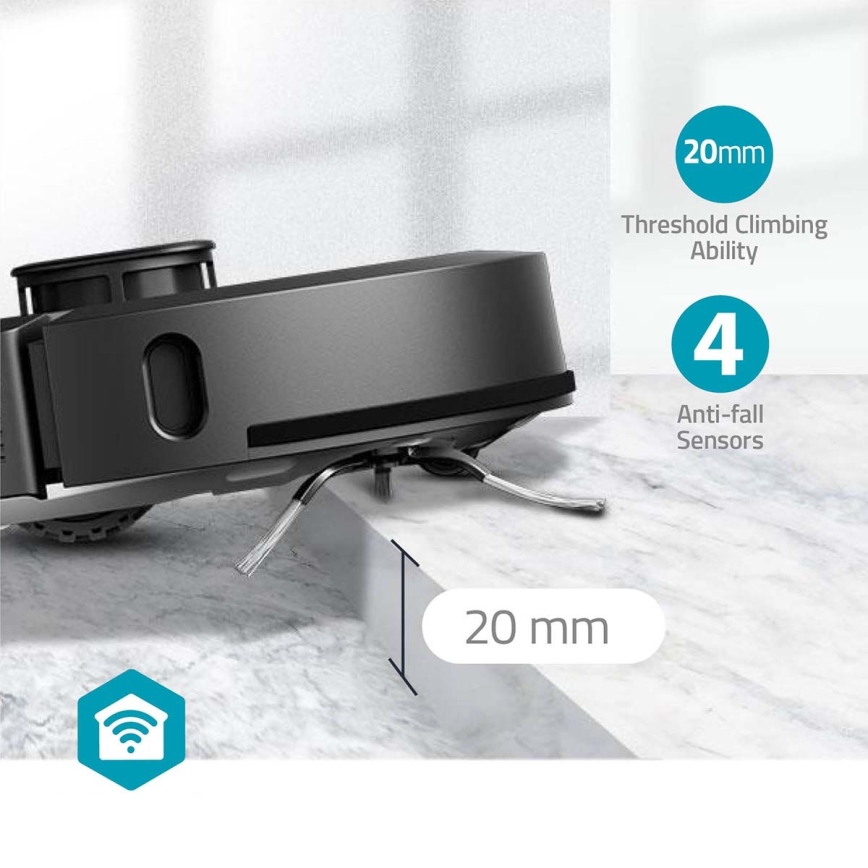 Älykäs robottipölynimuri mopilla SmartLife Wi-Fi Tuya musta + kauko-ohjaus