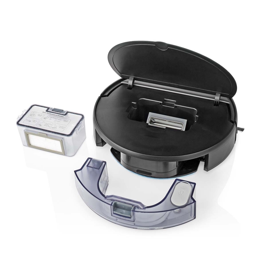 Älykäs robottipölynimuri mopilla 28W/2500 mAh Wi-Fi musta + kauko-ohjaus