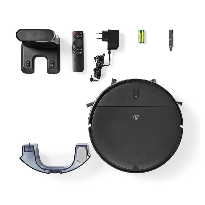 Älykäs robottipölynimuri mopilla 28W/2500 mAh Wi-Fi musta + kauko-ohjaus