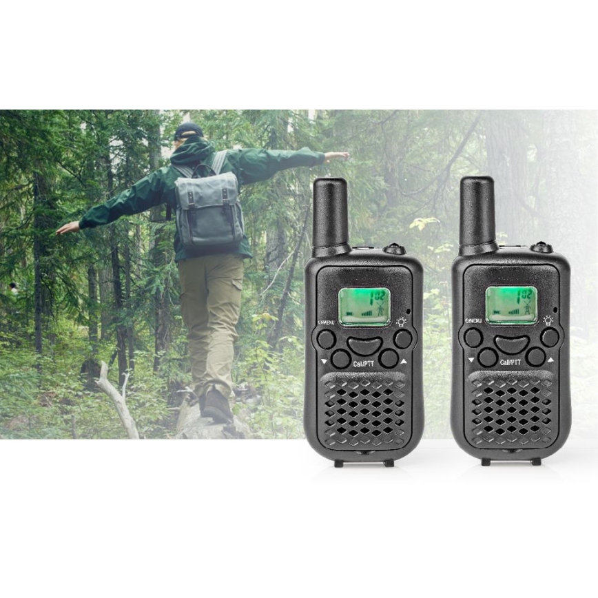 SETTI 2x Radiopuhelin LED-valolla 3xAAA kantama 5 km