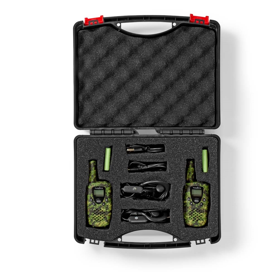 SETTI 2x radiopuhelin LED-valolla 3xAAA kantama 8 km camouflage