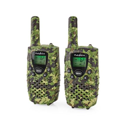 SETTI 2x radiopuhelin LED-valolla 3xAAA kantama 8 km camouflage