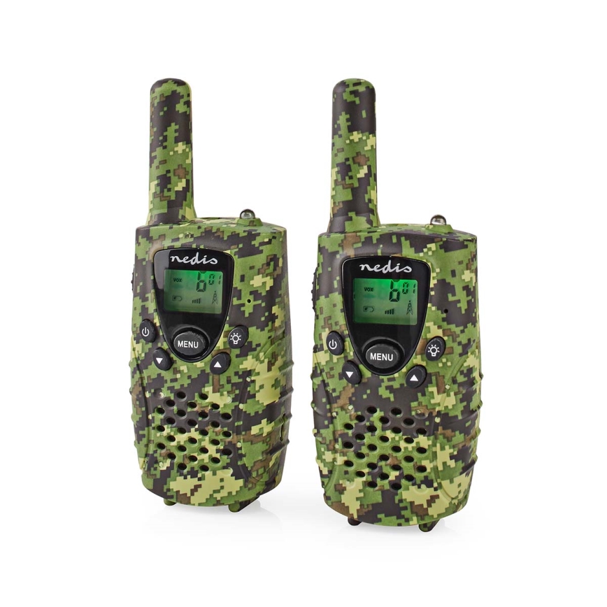 SETTI 2x radiopuhelin LED-valolla 3xAAA kantama 8 km camouflage