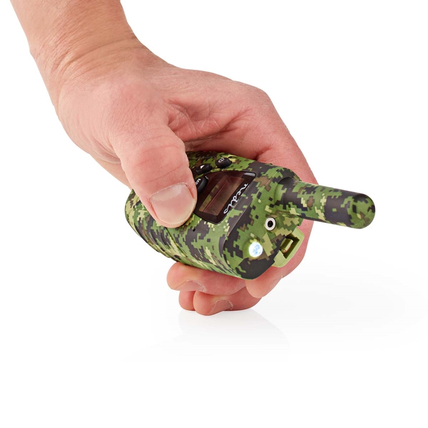 SETTI 2x radiopuhelin LED-valolla 3xAAA kantama 8 km camouflage
