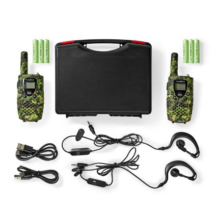 SETTI 2x radiopuhelin LED-valolla 3xAAA kantama 8 km camouflage
