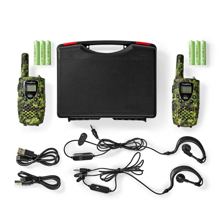 SETTI 2x radiopuhelin LED-valolla 3xAAA kantama 8 km camouflage