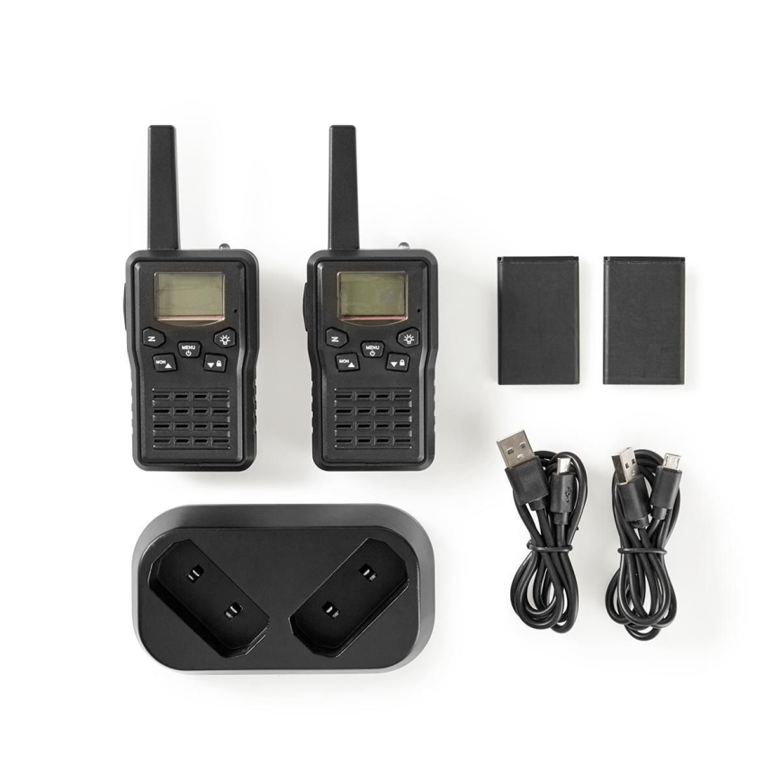 SETTI 2x Ladattava radiopuhelin LED-valolla 1300 mAh kantama 10 km