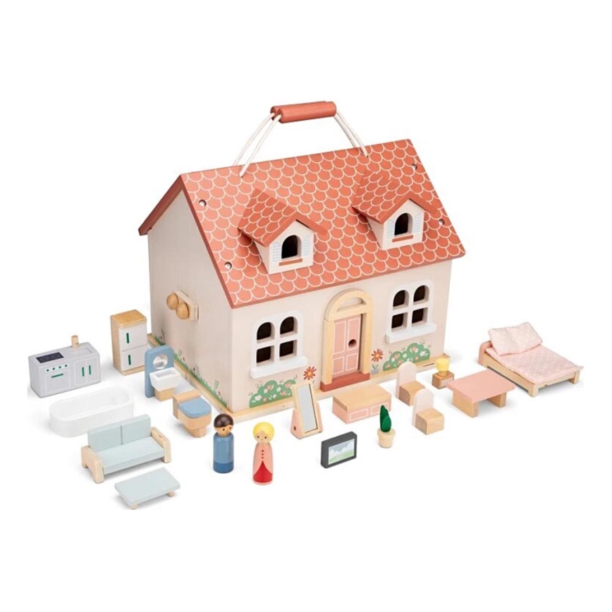 New Classic Toys - Puinen nukkekoti punainen
