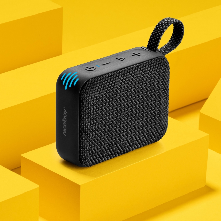 Niceboy Atom 4 - LED Langaton kaiutin mikrofonilla 6W/1000 mAh IP67 musta