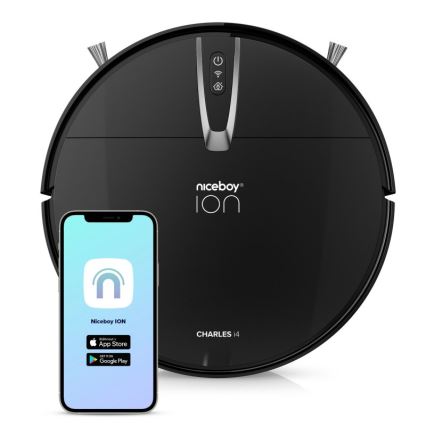 Niceboy ION Charles i4 - Älykäs robottipölynimuri 2in1 4400 mAh Wi-Fi musta + kauko-ohjaus