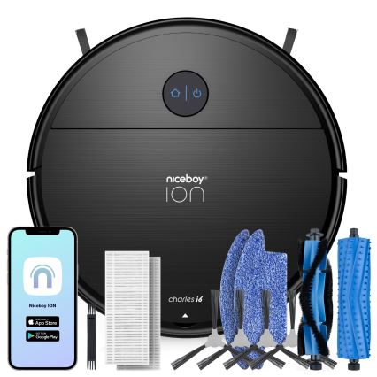 Niceboy ION Charles i6 - Älykäs robottipölynimuri 2in1 2600 mAh Wi-Fi musta