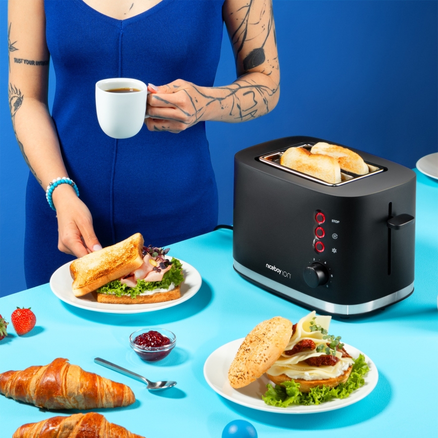 Niceboy ION Cruncher C3 - Leivänpaahdin kahdella aukolla ja paahdin 870W/230V musta