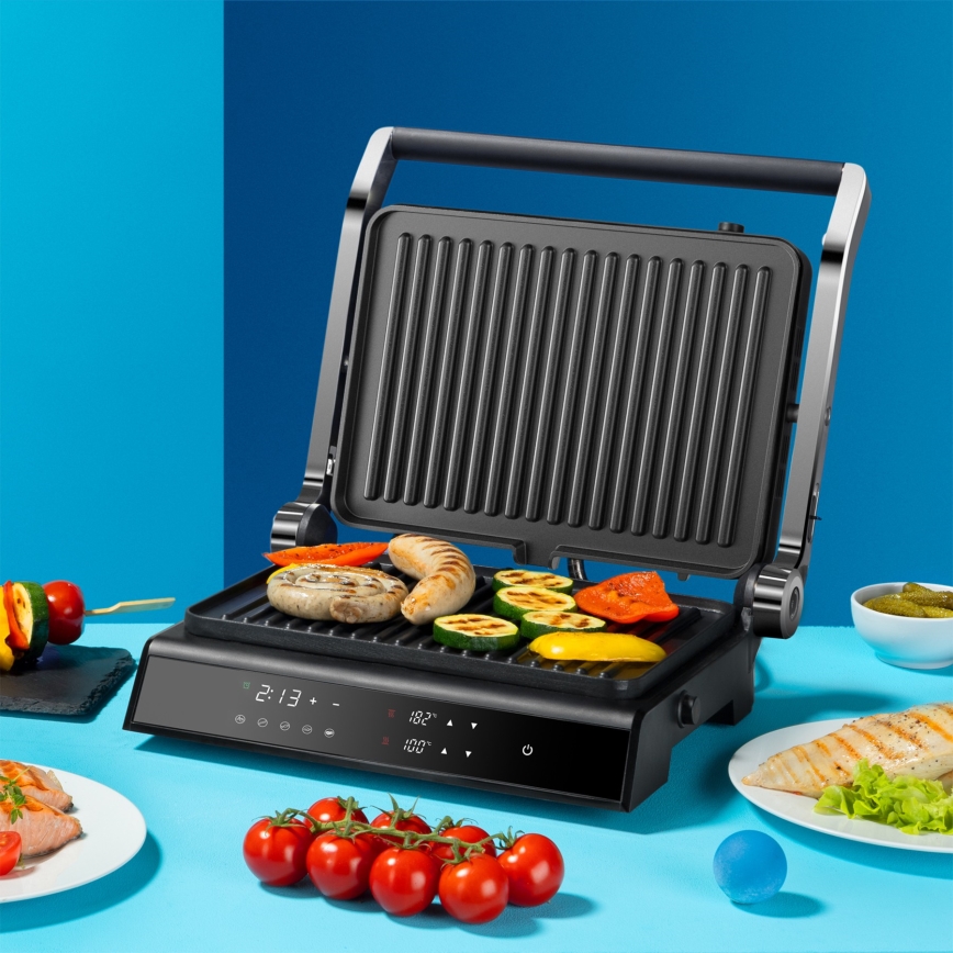 Niceboy ION Grillmaster - Kontaktigrilli 2000W/230V musta/mattakromi