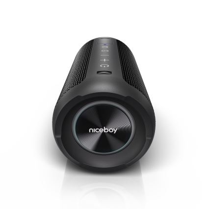 Niceboy Orion - LED langaton kaiutin mikrofonilla 24W/2200 mAh IPX7 musta