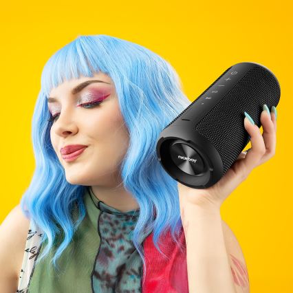 Niceboy Orion - LED Langaton kaiutin mikrofonilla 24W/2200 mAh IPX7 musta