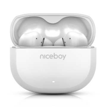 Niceboy Pins 4 - Langaton earphones kanssa ANC 400 mAh + 2x 50 mAh IPX4 valkoinen