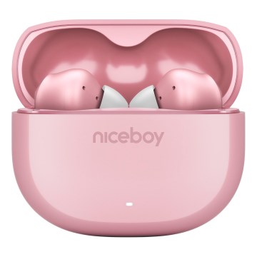 Niceboy Pins 4 - Langattomat kuulokkeet aktiivisella melunvaimennuksella (ANC), 400 mAh + 2x 50 mAh, IPX4, vaaleanpunainen
