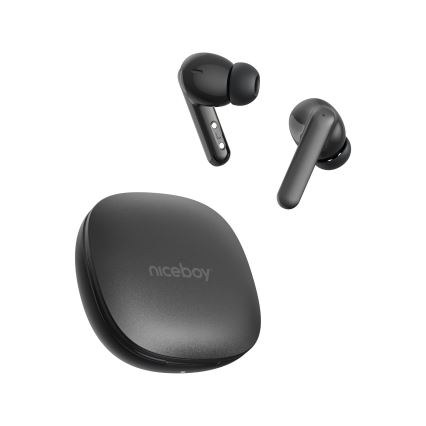 Niceboy Pins 4 PRO - Langaton earphones kanssa ANC 380 mAh + 2x 35 mAh IP54 musta