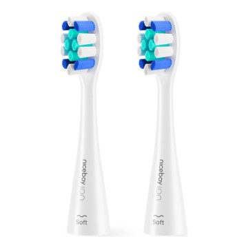 Niceboy - SETTI 2x Korvaava head Lite Soft kohteelle toothbrush ION Sonic valkoinen