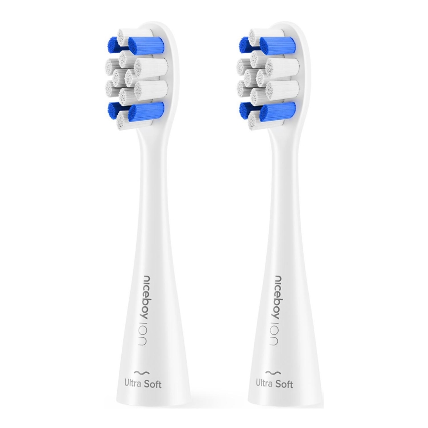 Niceboy - SETTI 2x Korvaava head Ultrasoft kohteelle lasten toothbrush ION Sonic valkoinen