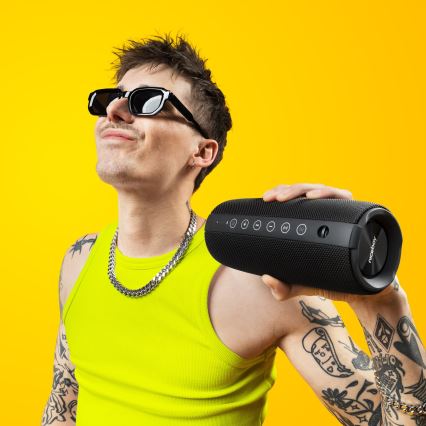 Niceboy Titan 4 - LED Langaton kaiutin mikrofonilla ja virtapankki toiminto 50W/4000 mAh IPX7 musta