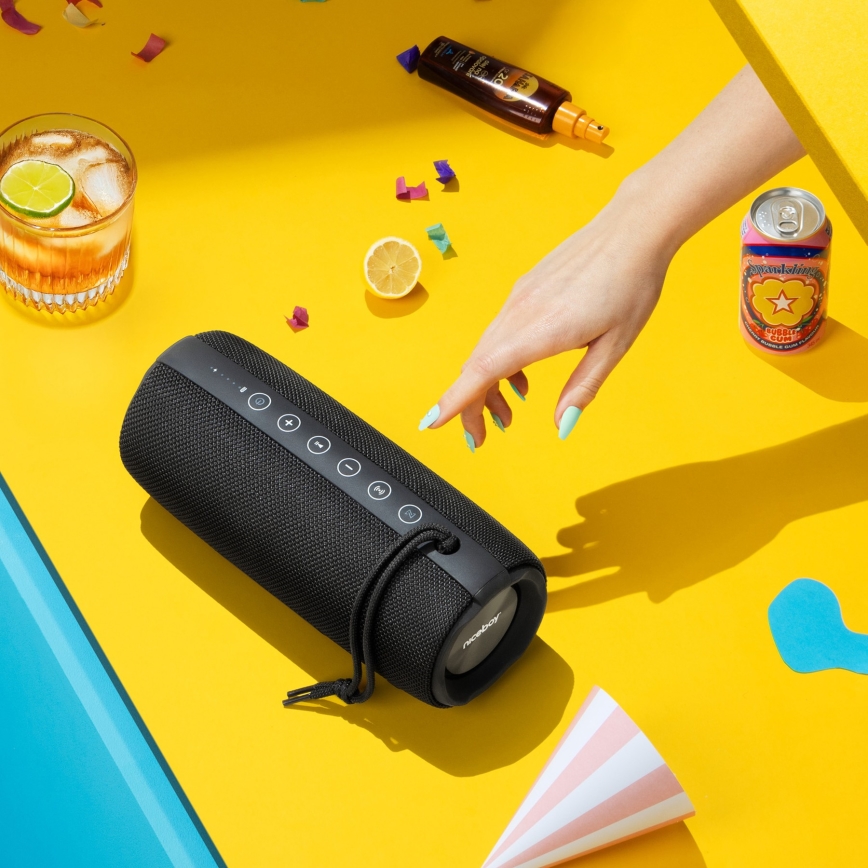 Niceboy Titan 4 - LED Langaton kaiutin mikrofonilla ja virtapankki toiminto 50W/4000 mAh IPX7 musta