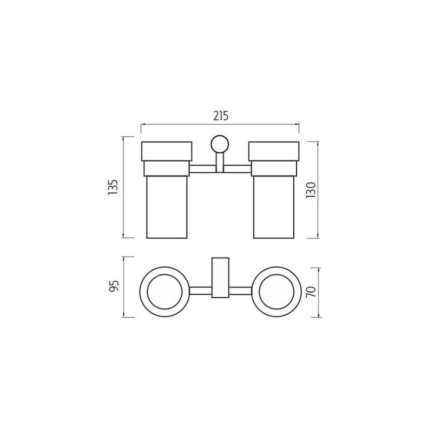 NIMCO BR 11058DW-26 - Seinälle kiinnitettävä hammasharjan pidike BORMO matta lasi/kiiltävä kromi
