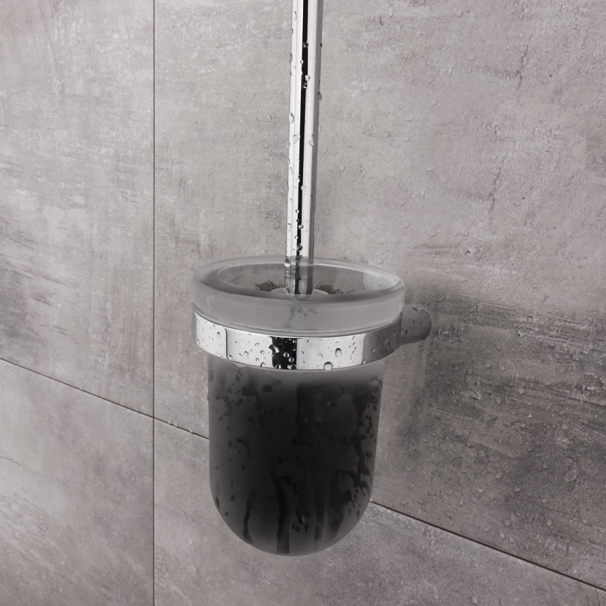NIMCO BR 11094WN-26 - Seinälle kiinnitettävä wc-harja BORMO matta lasi/kiiltävä kromi