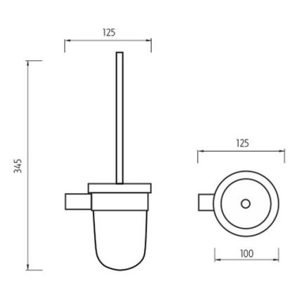 NIMCO BR 11094WN-26 - Seinälle kiinnitettävä wc-harja BORMO matta lasi/kiiltävä kromi