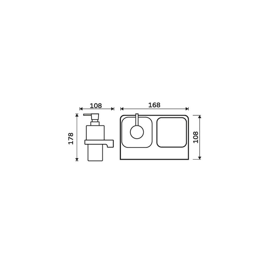 NIMCO MA 2905831H-26 - Seinäsaippuanannostelija ja hammasharjateline MAYA 290 mm matta lasi/kiiltävä kromi