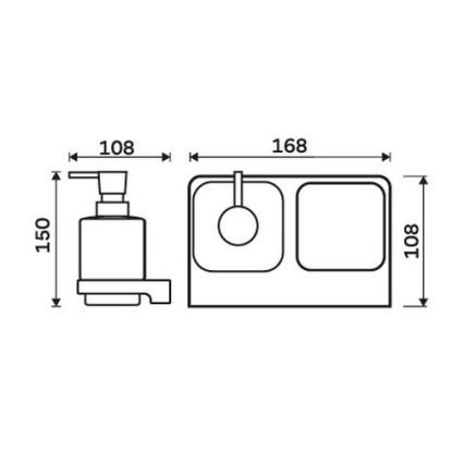 NIMCO MAC 2905831C-T-90 - Seinäsaippuanannostelija ja hammasharjateline MAYA 320 mm matta lasi/matta musta