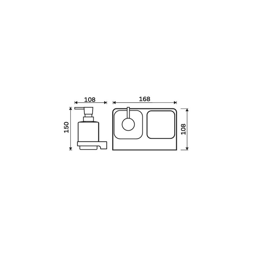 NIMCO MAC 2905831C-T-90 - Seinäsaippuanannostelija ja hammasharjateline MAYA 320 mm matta lasi/matta musta