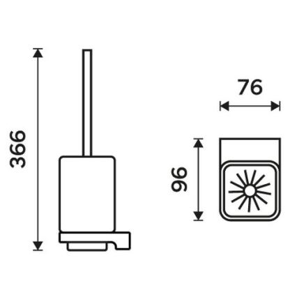 NIMCO MAC 29094CN-90 - Seinälle kiinnitettävä wc-harja MAYA matta lasi/matta musta