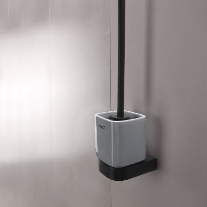 NIMCO NKC setti-94KN-90 - Seinälle kiinnitettävä wc-harja ja wc-paperiteline NIKAU valkoinen/matta musta
