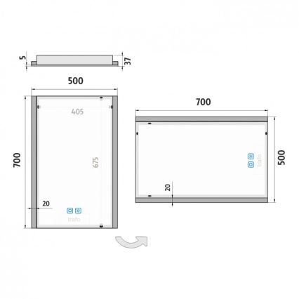 NIMCO ZP 11001VX - Himmennettävä kylpyhuoneen LED-taustavalaistu peili LED/21W/230V 3000-6500K 70x50 cm IP44