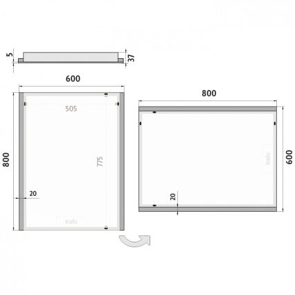 NIMCO ZP 11002 - LED-taustavalaistu kylpyhuoneen peili LED/24W/230V 6500K 80x60 cm IP44