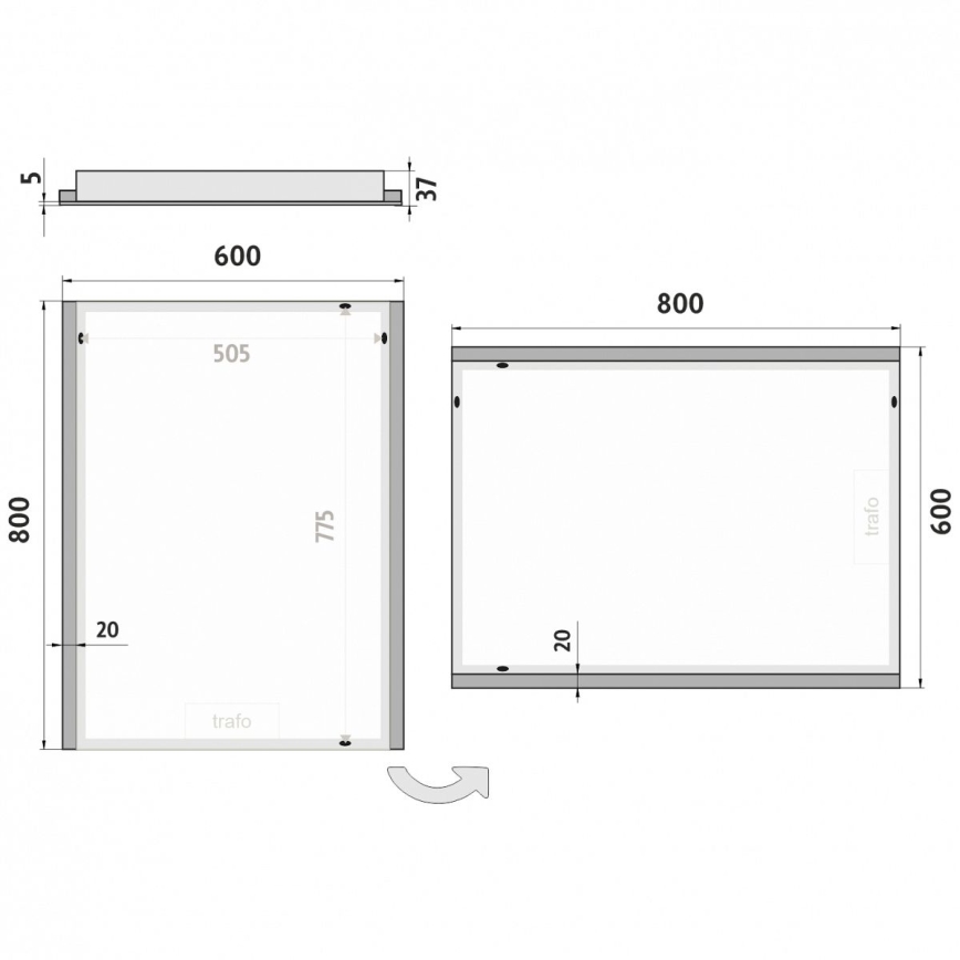 NIMCO ZP 11002 - LED-taustavalaistu kylpyhuoneen peili LED/24W/230V 6500K 80x60 cm IP44