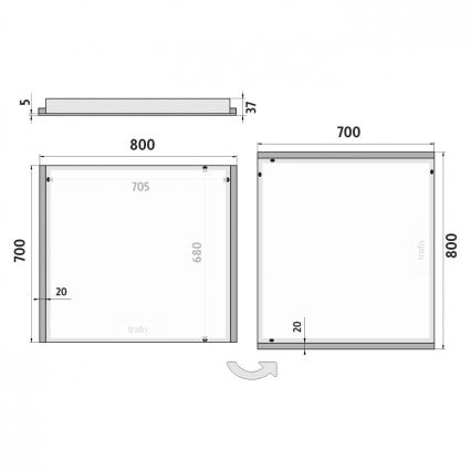 NIMCO ZP 11003 - LED-taustavalaistu kylpyhuoneen peili LED/21W/230V 6500K 70x80 cm IP44