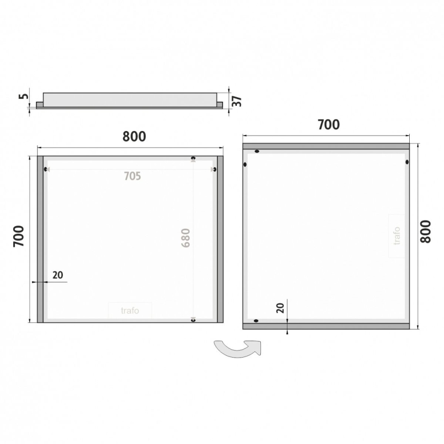 NIMCO ZP 11003 - LED-taustavalaistu kylpyhuoneen peili LED/21W/230V 6500K 70x80 cm IP44