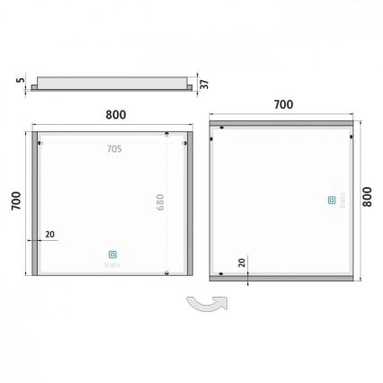 NIMCO ZP 11003V - Himmennettävä kylpyhuoneen LED-taustavalaistu peili LED/21W/230V 3000-6500K 70x80 cm IP44