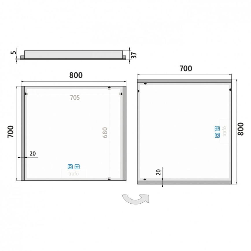 NIMCO ZP 11003VX - Himmennettävä kylpyhuoneen LED-taustavalaistu peili LED/21W/230V 3000-6500K 70x80 cm IP44