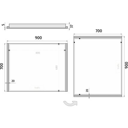 NIMCO ZP 11019 - LED-taustavalaistu kylpyhuoneen peili LED/21W/230V 6500K 70x90 cm IP44