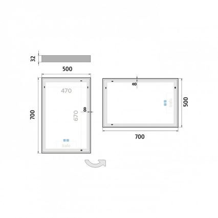 NIMCO ZP 13001VX - Himmennettävä kylpyhuoneen LED-taustavalaistu peili LED/35W/230V 3000-6500K 70x50 cm IP44