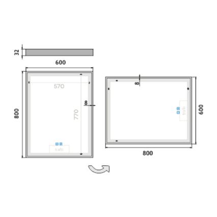 NIMCO ZP 13002VX - Himmennettävä kylpyhuoneen LED-taustavalaistu peili LED/41W/230V 3000-6500K 80x60 cm IP44