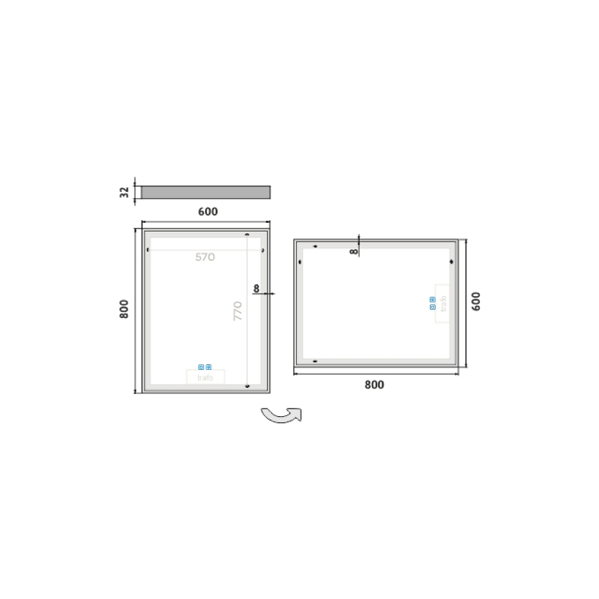 NIMCO ZP 13002VX - Himmennettävä kylpyhuoneen LED-taustavalaistu peili LED/41W/230V 3000-6500K 80x60 cm IP44