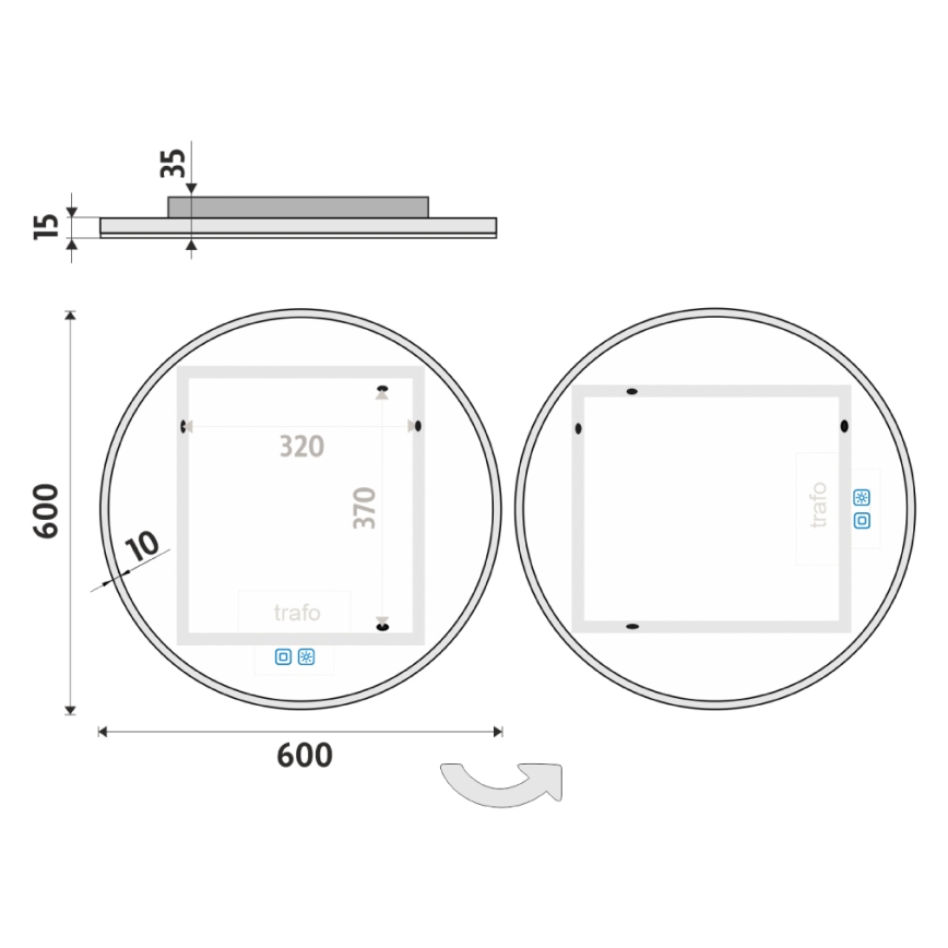 NIMCO ZP 26000RVX - Himmennettävä kylpyhuoneen LED-taustavalaistu peili LED/26W/230V 3000-6500K halkaisija 60 cm IP44