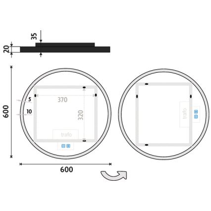 NIMCO ZPC 28000RVX-90 - Himmennettävä kylpyhuoneen LED-taustavalaistu peili LED/26W/230V 3000-6500K halkaisija 60 cm matta musta IP44